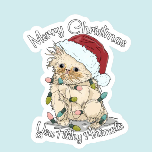 Merry Christmas You Filthy Animals (Pastel Bulbs) Sticker